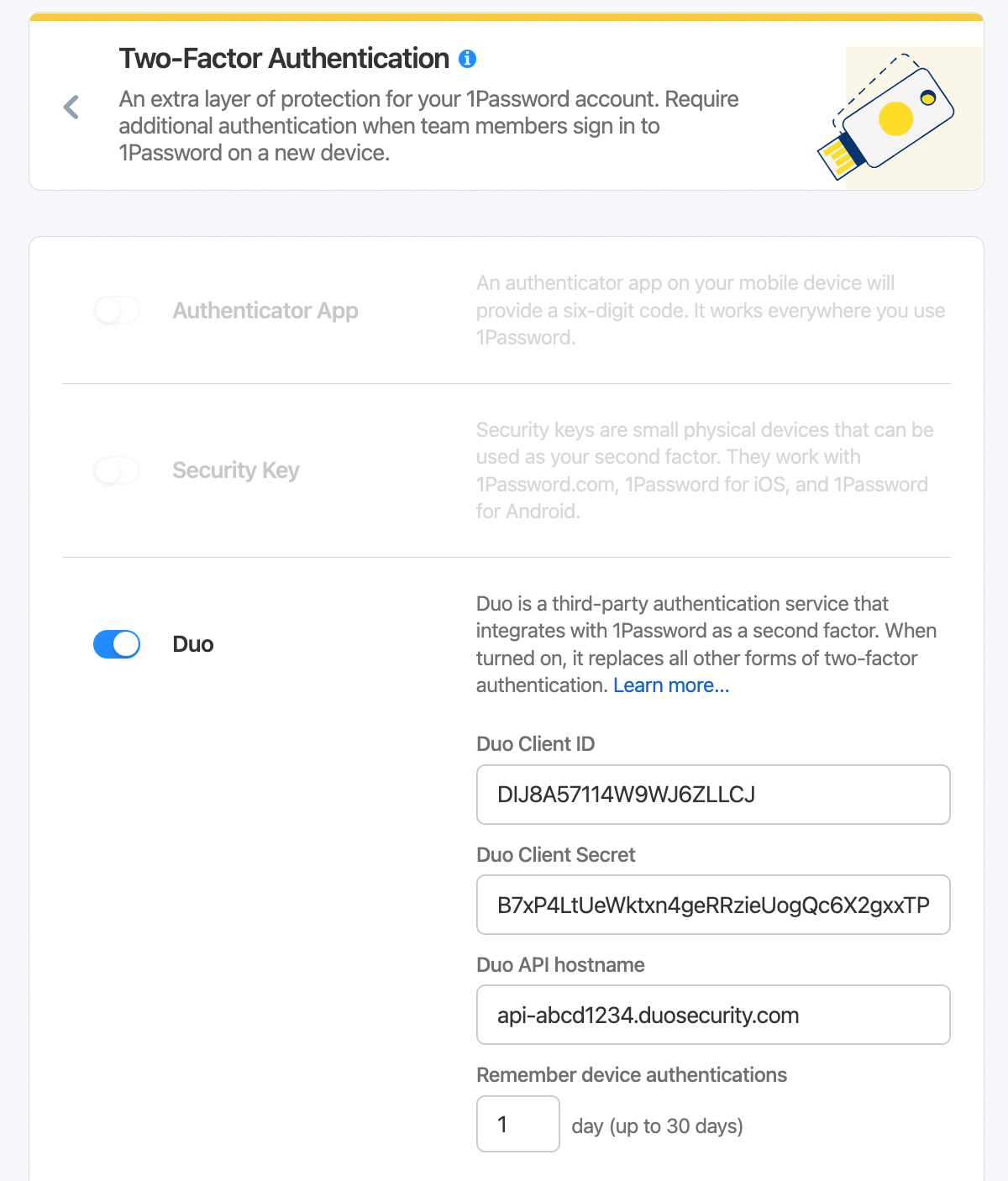 1Password Duo Configuration