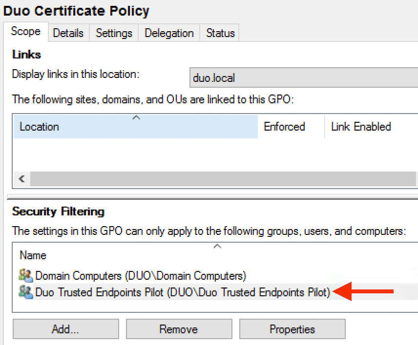 AD DS GPO Scope Config