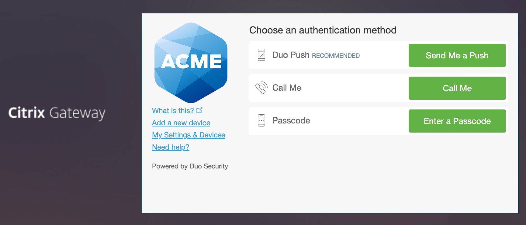 Citrix Gateway Authentication Prompt