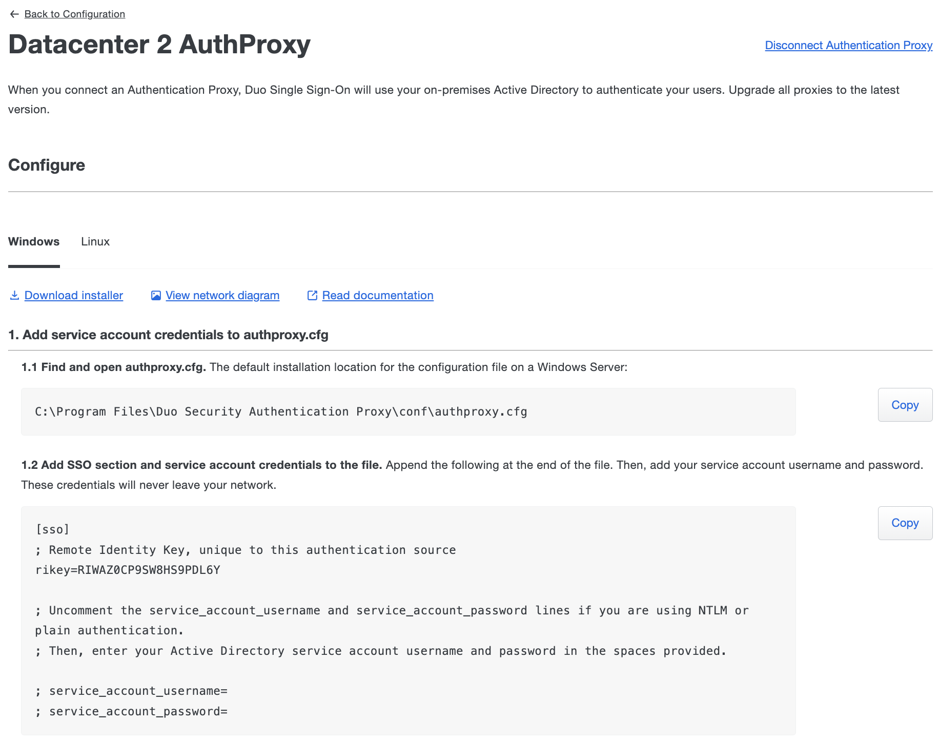 Configure Authentication Proxy for Active Directory