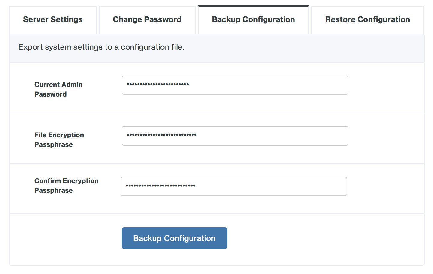 Backup Duo Network Gateway configuration