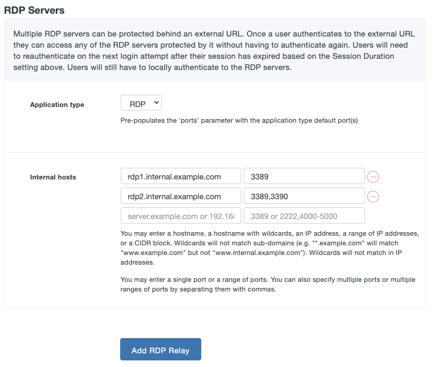 Configure Internal Settings for Duo Network Gateway RDP Application