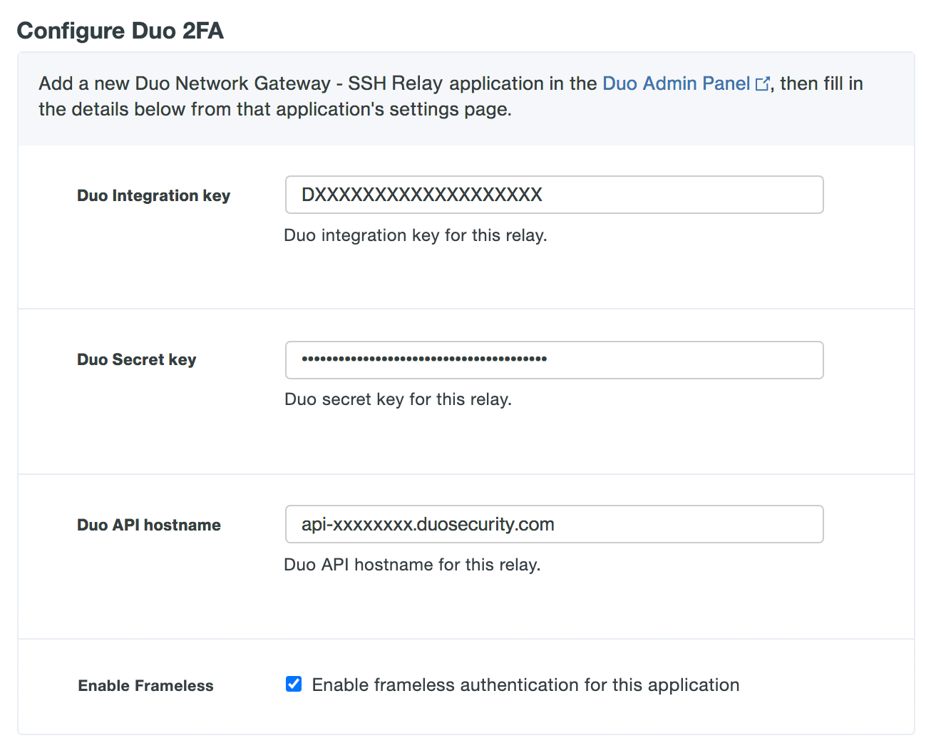 Configure Duo Network Gateway SSH Application with Duo Keys