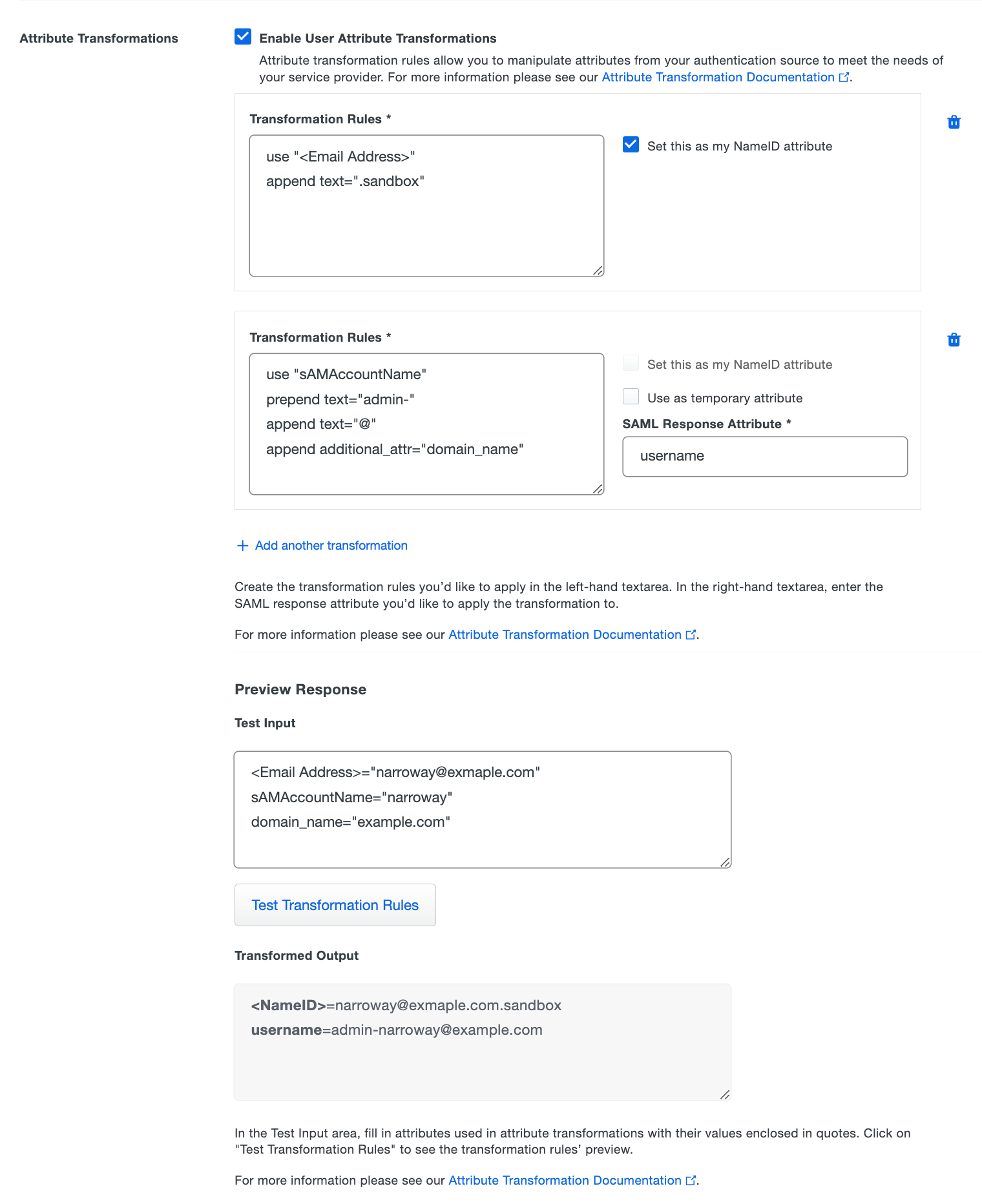 Attribute Transformations with Preview