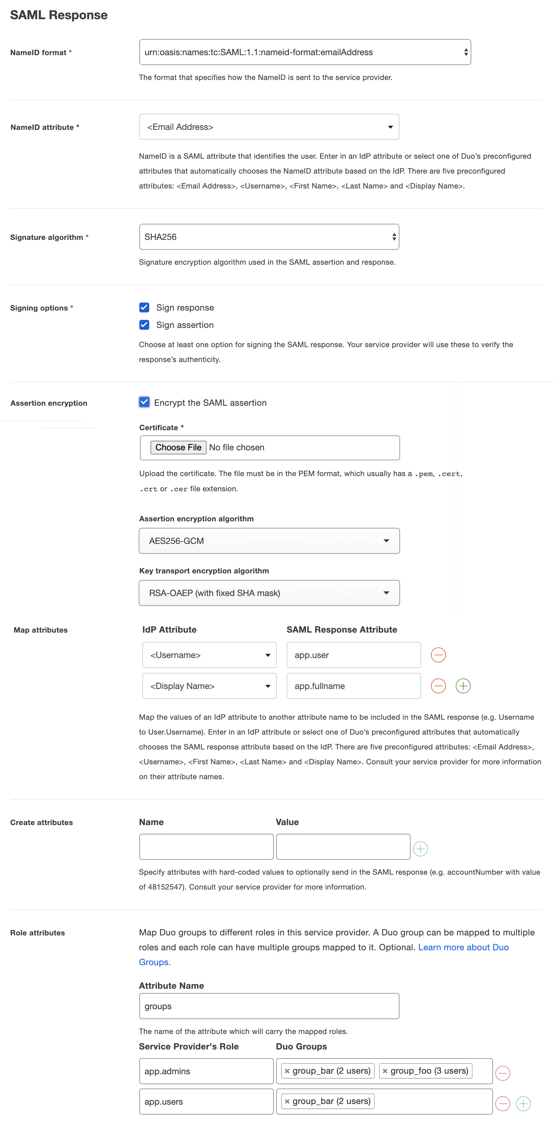 Configuring generic SAML service providers