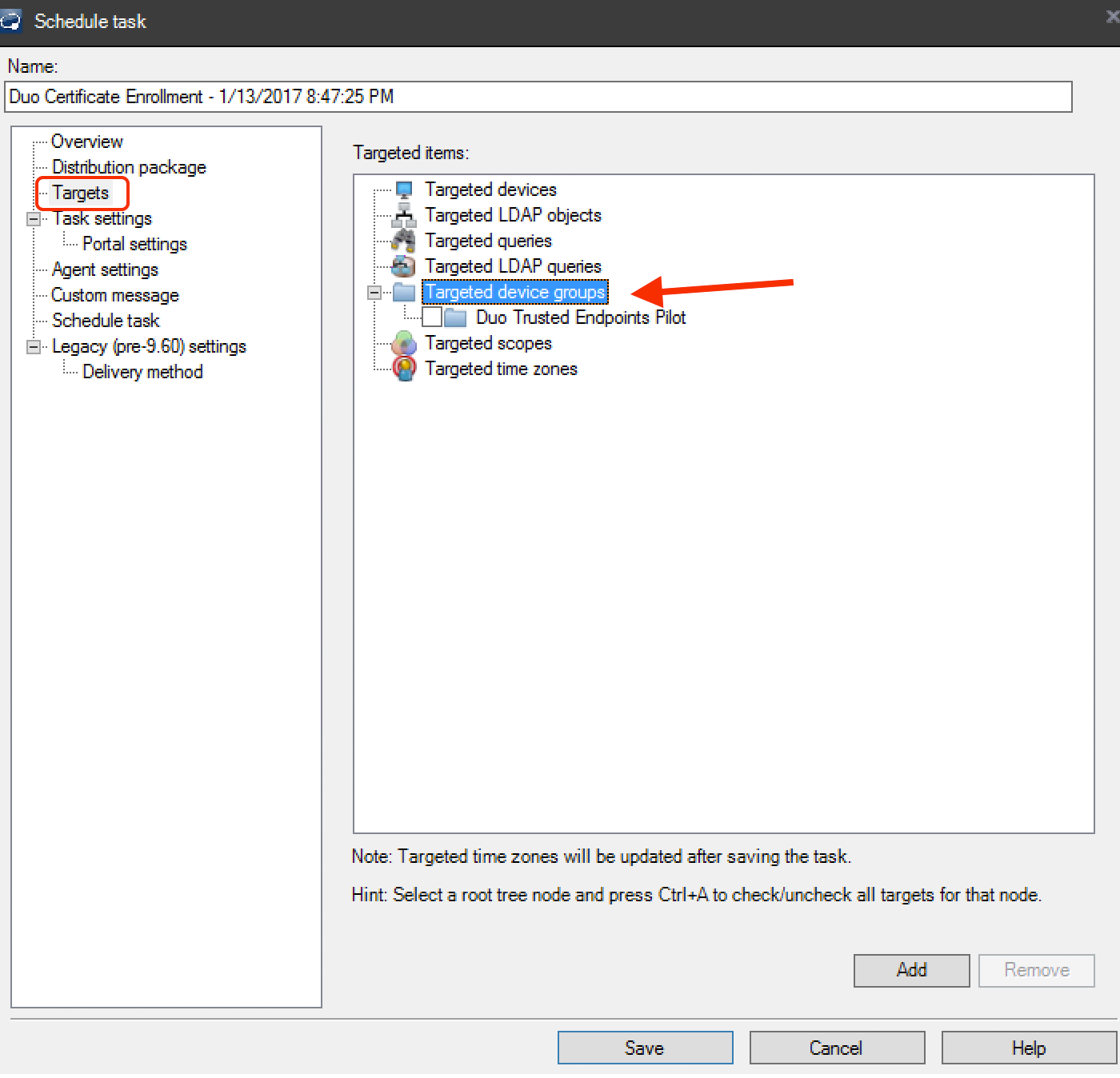 LANDESK Task Targets