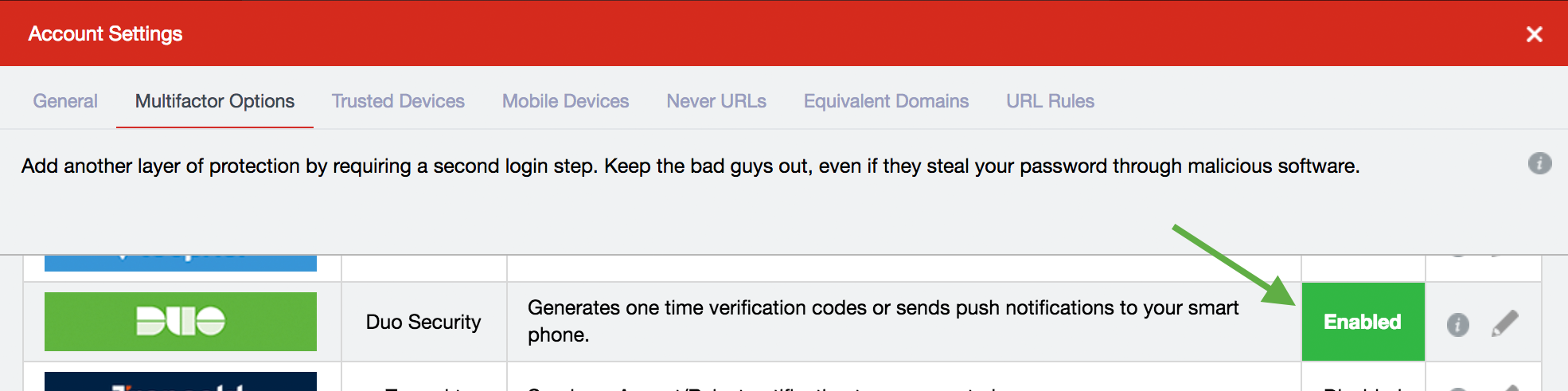 LastPass Duo Setup Verify