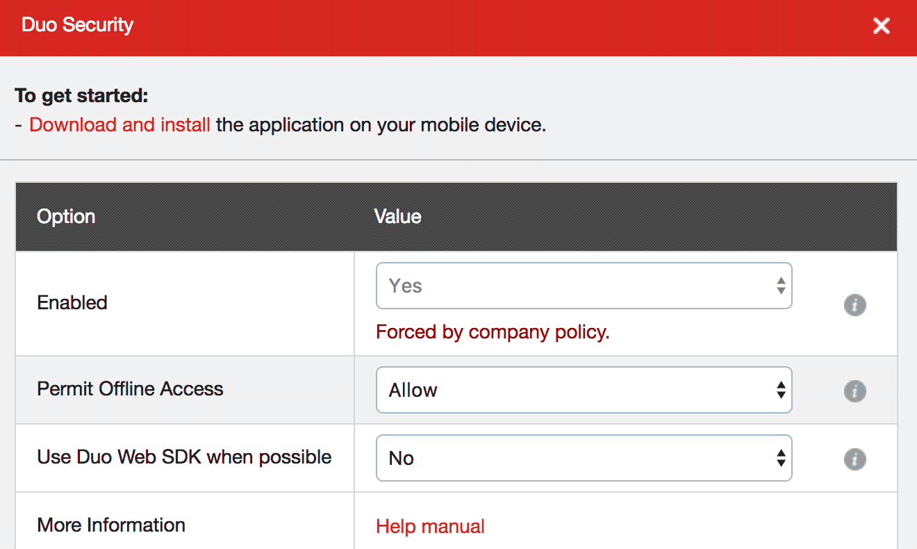 LastPass Duo User Multifactor Enforced