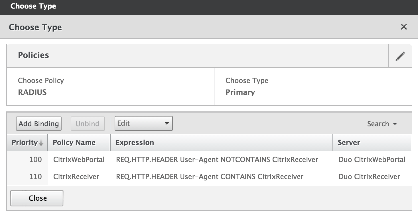 Duo Primary RADIUS Authentication Policies