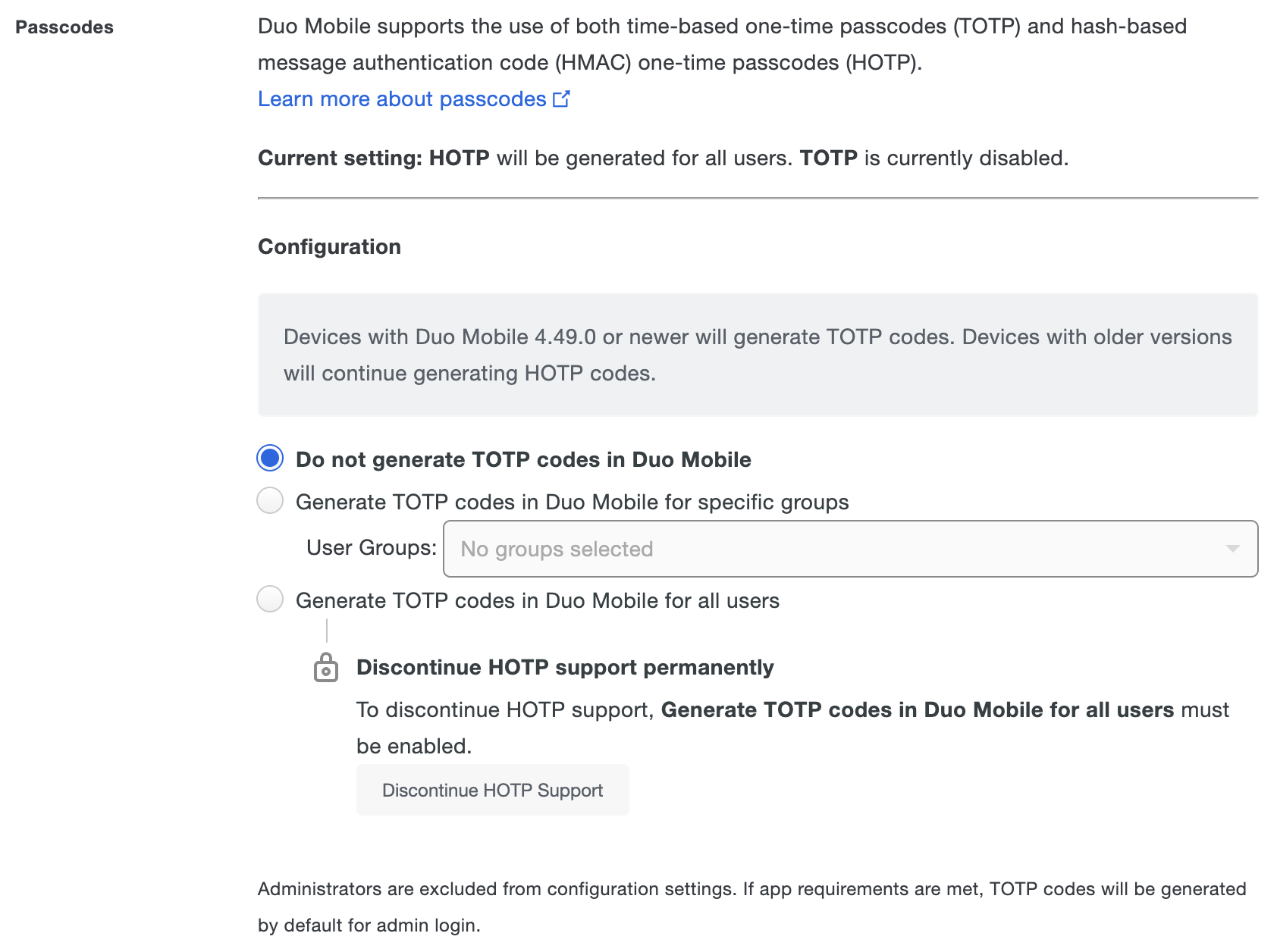 Duo Mobile Passcodes Setting