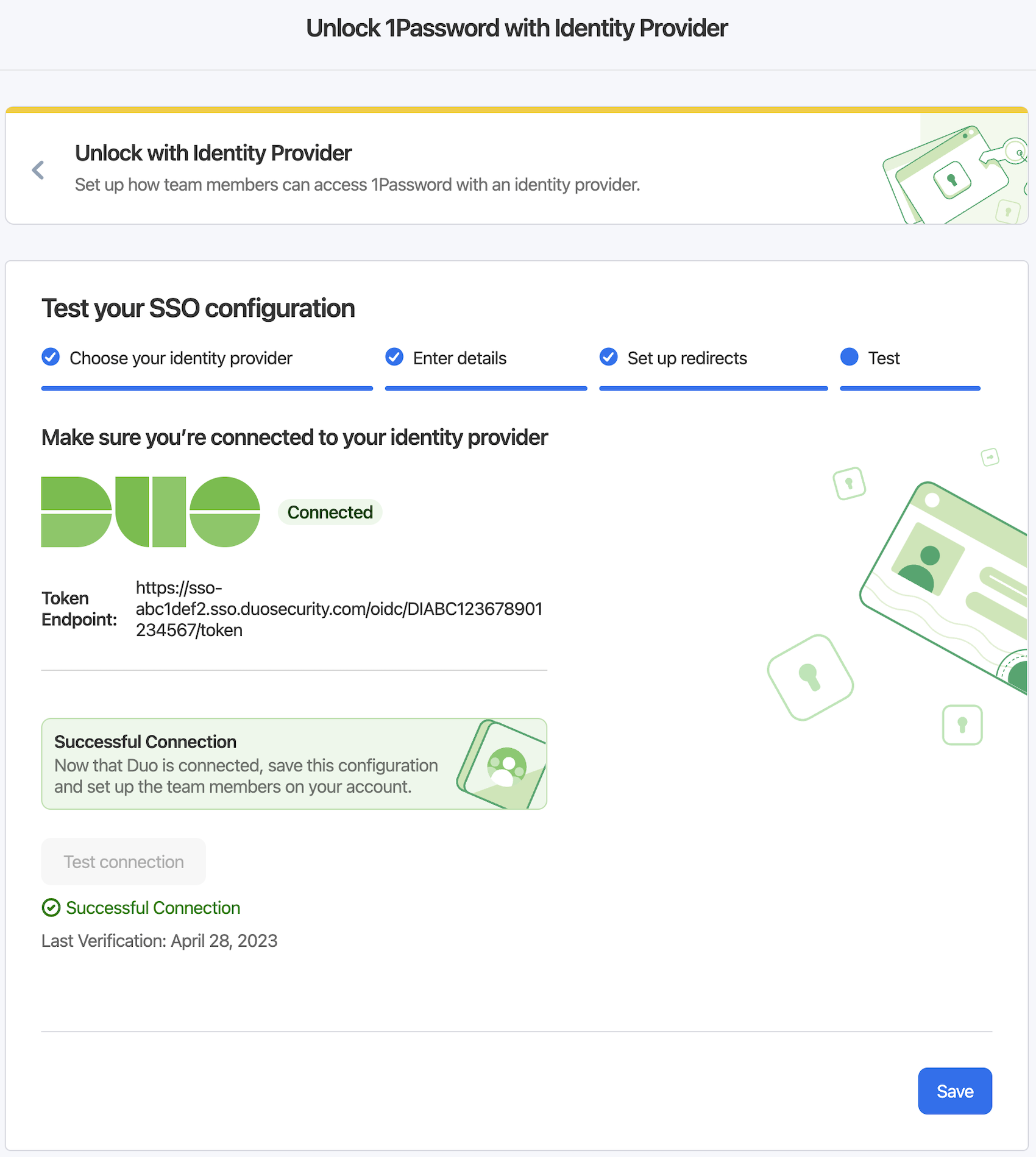 1Password configuration screen